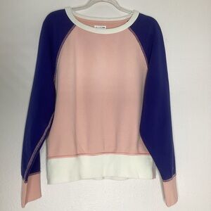 Rag & Bone Cropped Colorblock Sweatshirt Pink Blue XS